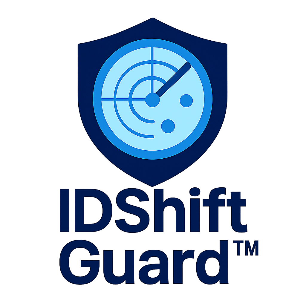 IDShift Guard – radar screen with shield representing continuous identity drift detection